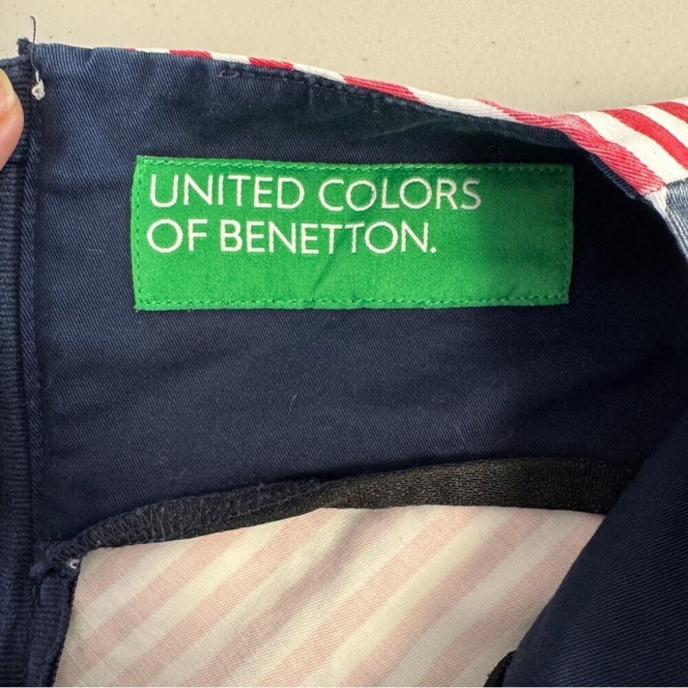 United Colors of Benetton Slim Fit Red Blue Stripes T-shirt Mini Dress No Size - Picture 10 of 16